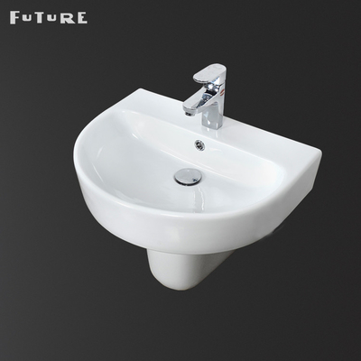 Lavabo de cerámica del pedestal piso del fregadero del pedestal de 12 pulgadas - montó blanco