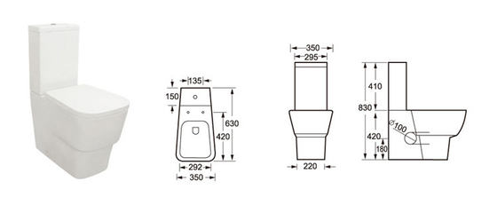 3L rasante dual 6L Wc Eco del baldeo de la situación del piso del retrete de 2 pedazos amistoso