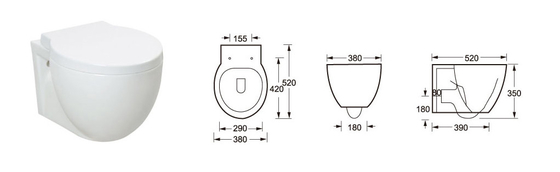 Desodorización auto muda de Hung Toilet Wall Hanging Toilet de la pared de una pieza que limpia con un chorro de agua