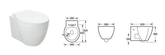 La ronda pulió la pared alargada de cerámica Hung Wc For Bathroom de Seat