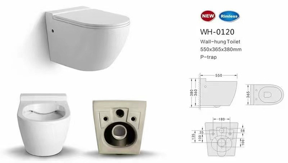 Desodorización compacta esmaltada lisa de Hung Toilet Gravity Flushing Auto de la pared