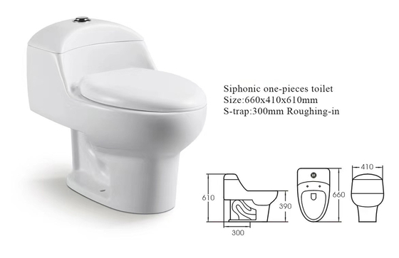 Retrete de una pieza de Siphonic de la altura del CE 610m m con estilo europeo de la trampa de S